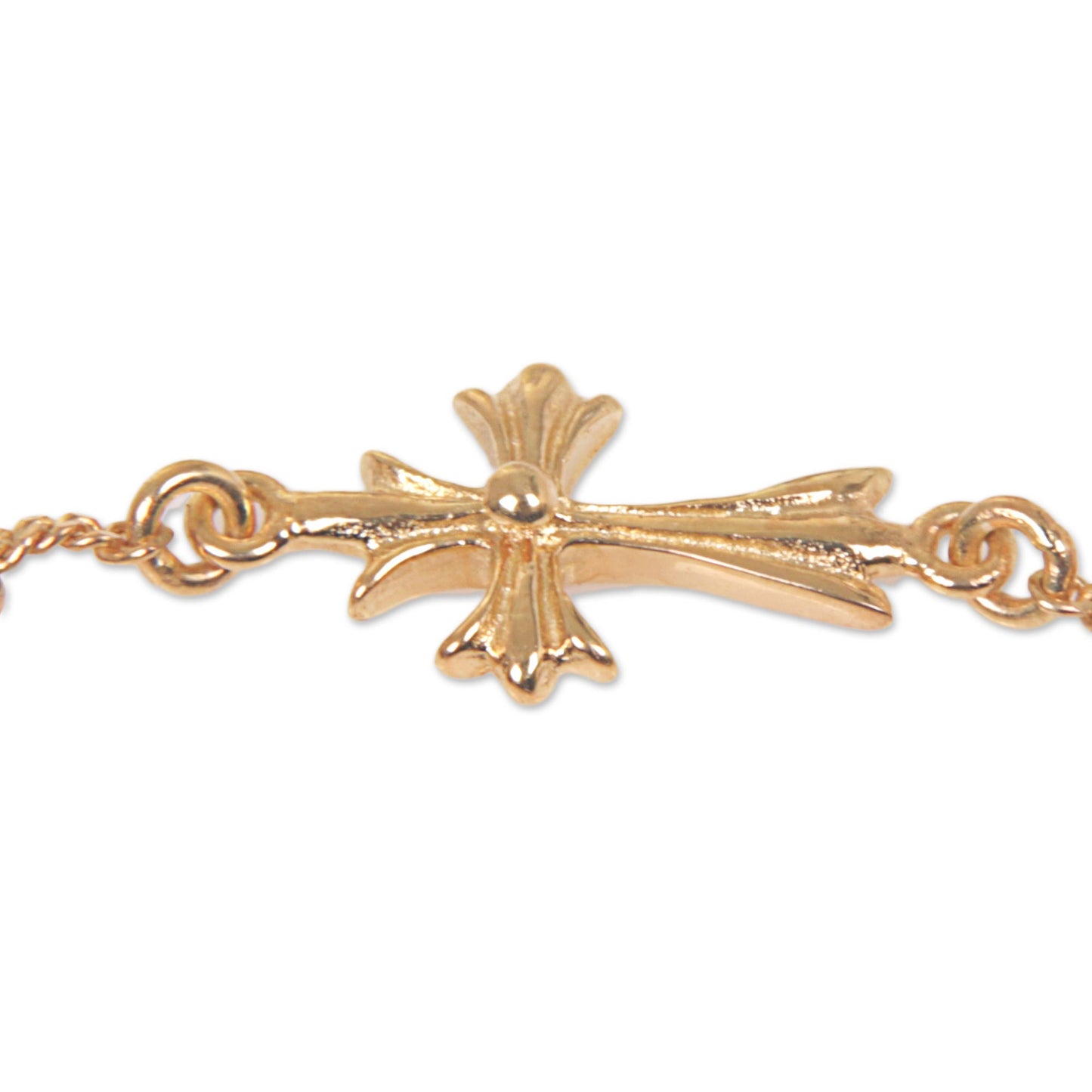 Gold Cross Hancrafted 14k Gold Vermeil Balinese Cross Them Bracelet