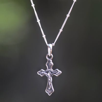 Christ on the Cross Silver Chain Necklace