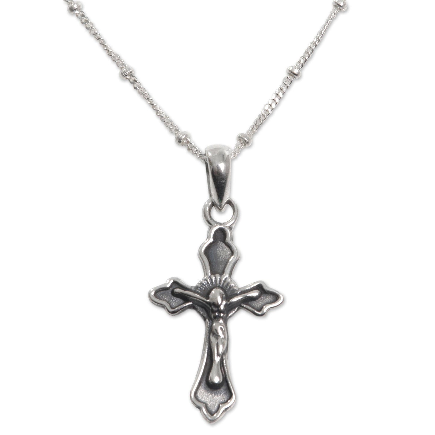 Christ on the Cross Silver Chain Necklace