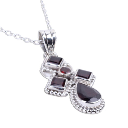 Geometric Illusions Garnet Pendant Necklace