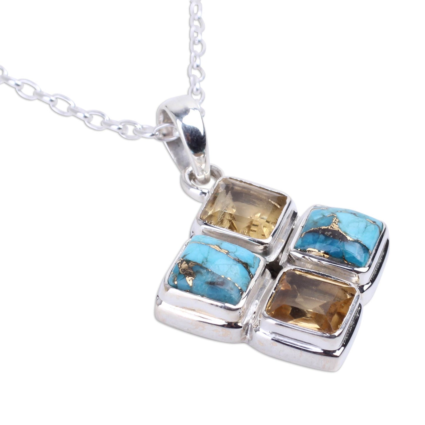 Sun Meets Sky Multi-Gem Pendant Necklace