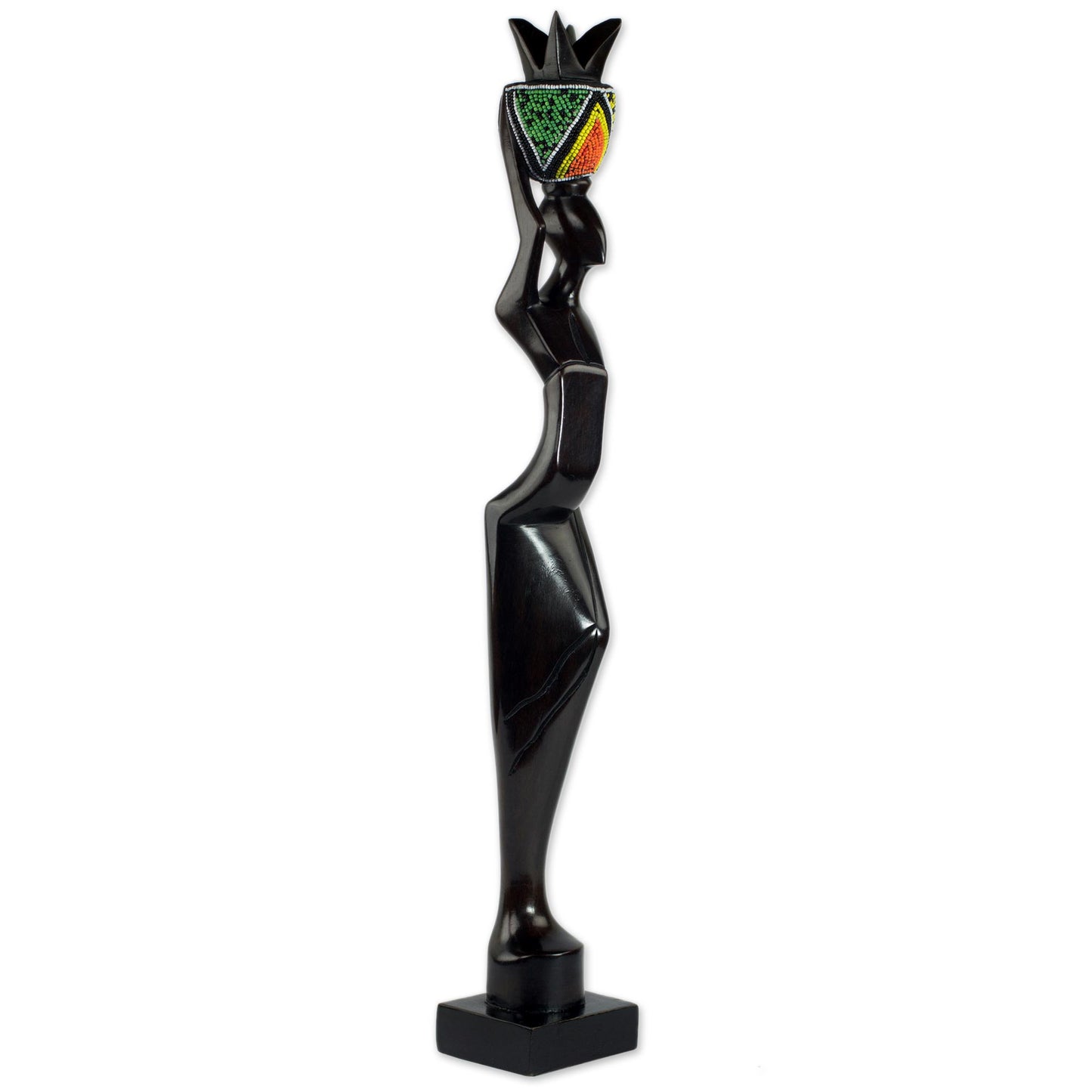 Akatua Handmade Ghanaian Ebony Wood and Recycled Glass Sculpture