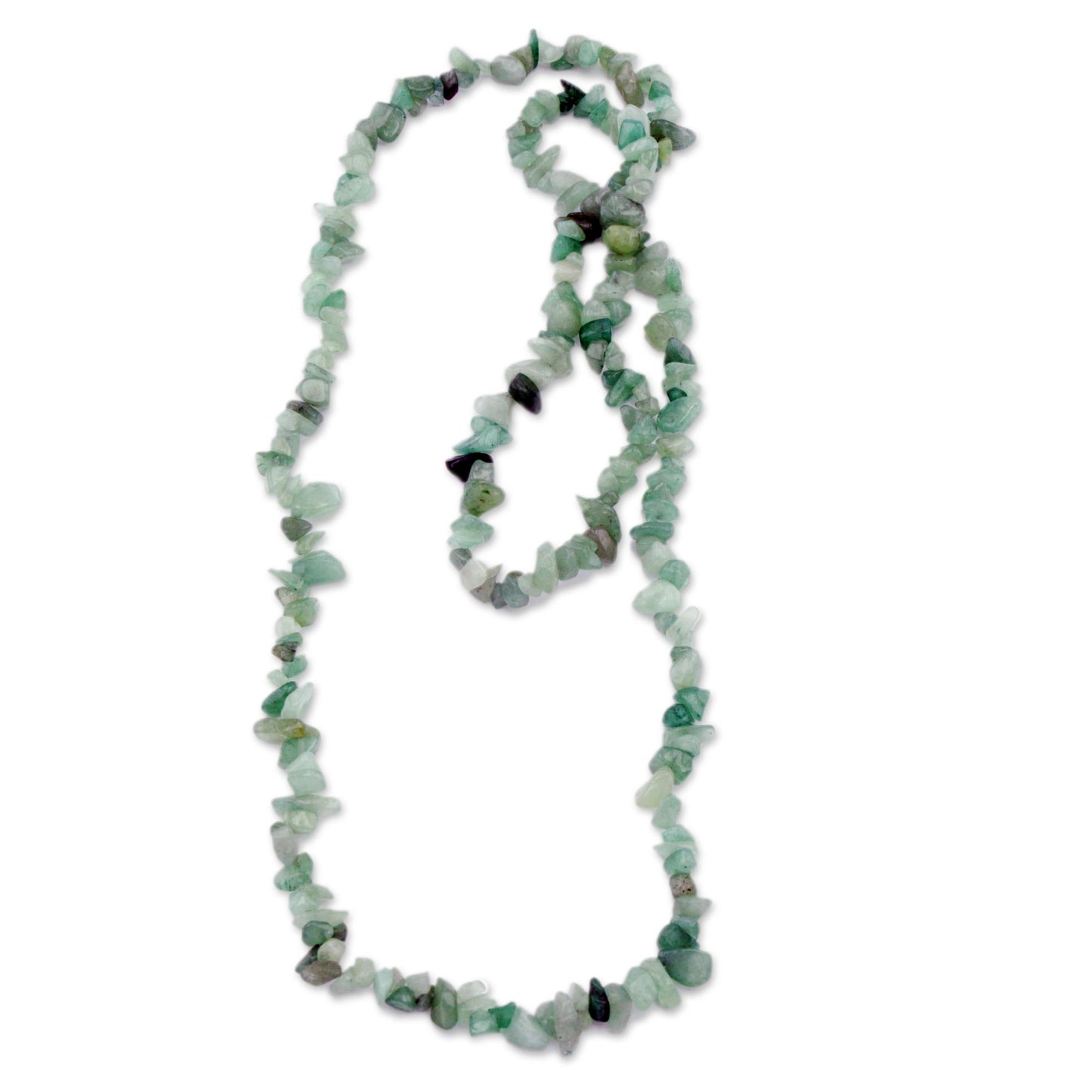 Verdant Meadows Brazil Artisan Crafted Green Quartz Beaded Long Necklace