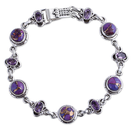 Purple Delight Amethyst and Purple Composite Turquoise Link Bracelet