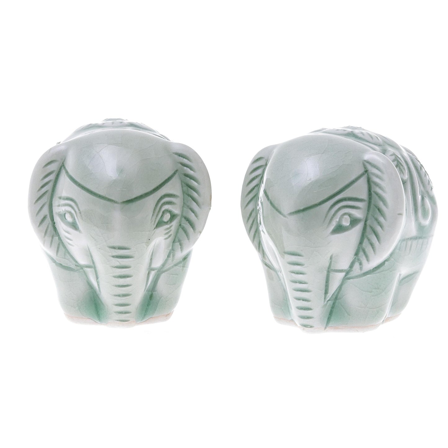 Elephant Paramours Green Ceramic Sculptures