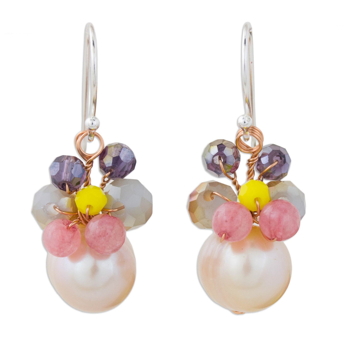 Butterfly Party in Pink Pink Cultured Pearl Dangle Earrings with Butterfly Motif