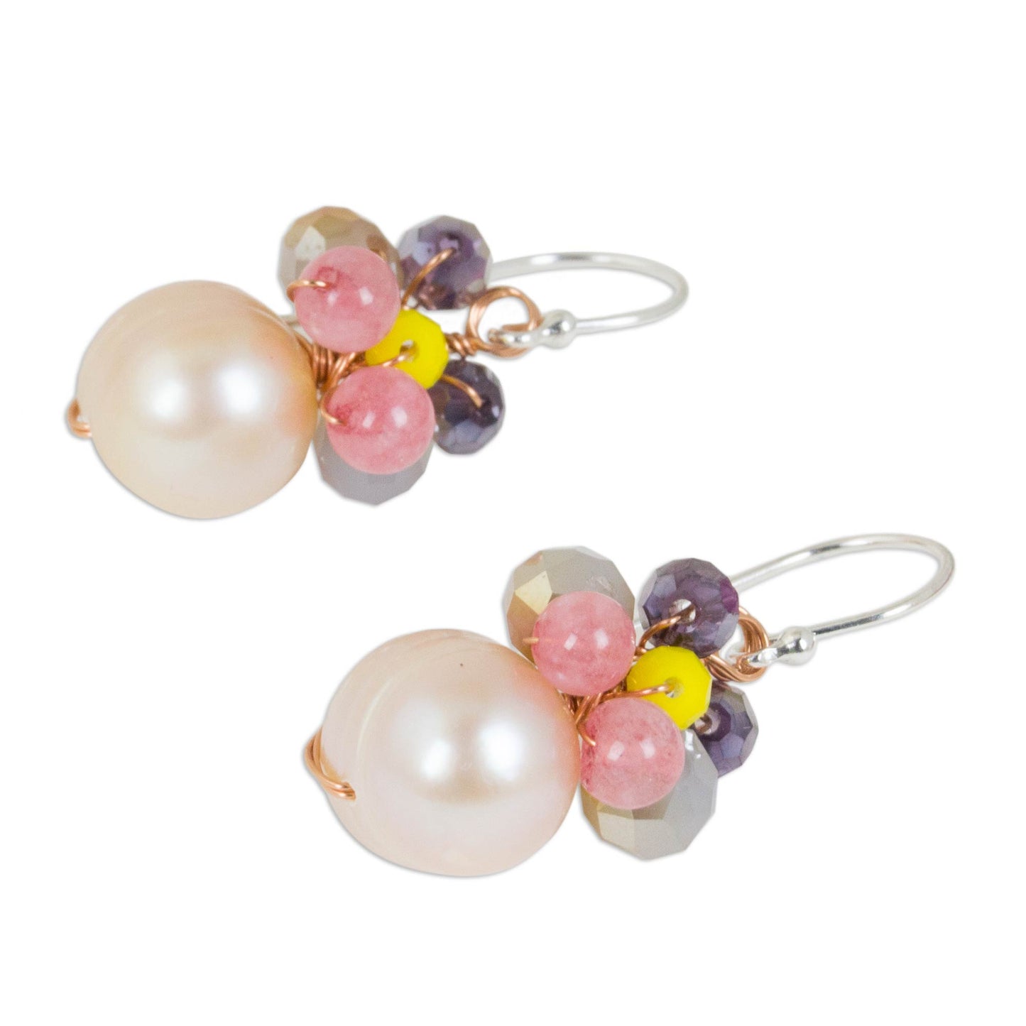 Butterfly Party in Pink Pink Cultured Pearl Dangle Earrings with Butterfly Motif