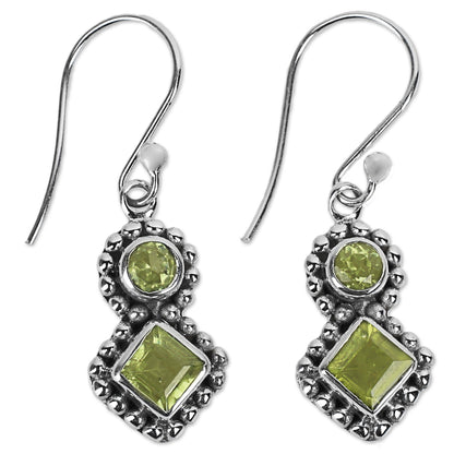 Twin Aura Peridot & Silver Dangle Earrings