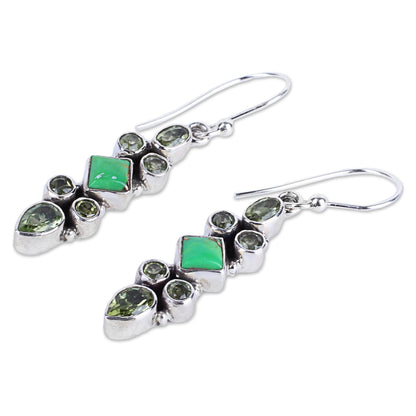 Mesmerizing Shapes Sterling Silver Peridot Dangle Earrings from India