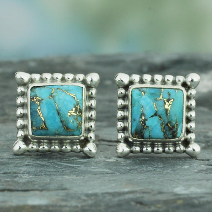 Magical Blue Sterling Silver Stud Earrings