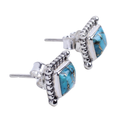 Magical Blue Sterling Silver Stud Earrings