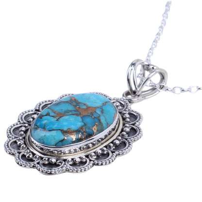 Royal Halo Composite Turquoise Pendant Necklace Handcrafted in India