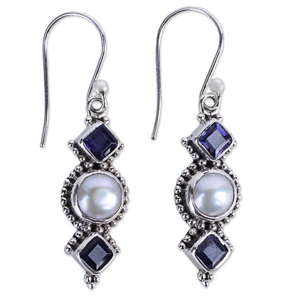 Lunar Allure Silver Dangle Earrings