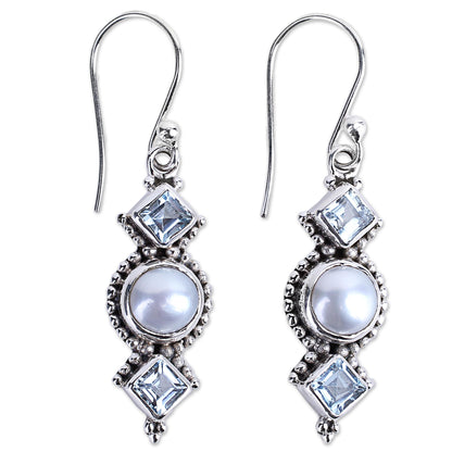 Marine Allure Gemstone & Pearl Earrings