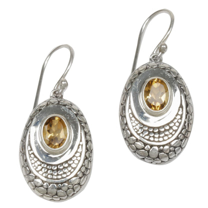 Yellow Brilliance Citrine and Sterling Silver Dangle Earrings from Indonesia