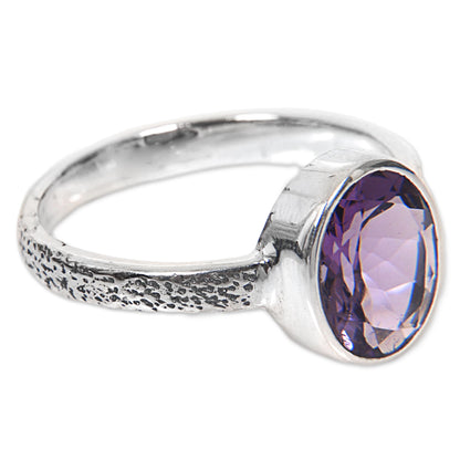 Simply in Purple Hand Made Amethyst and Silver Solitaire Ring from Indonesia