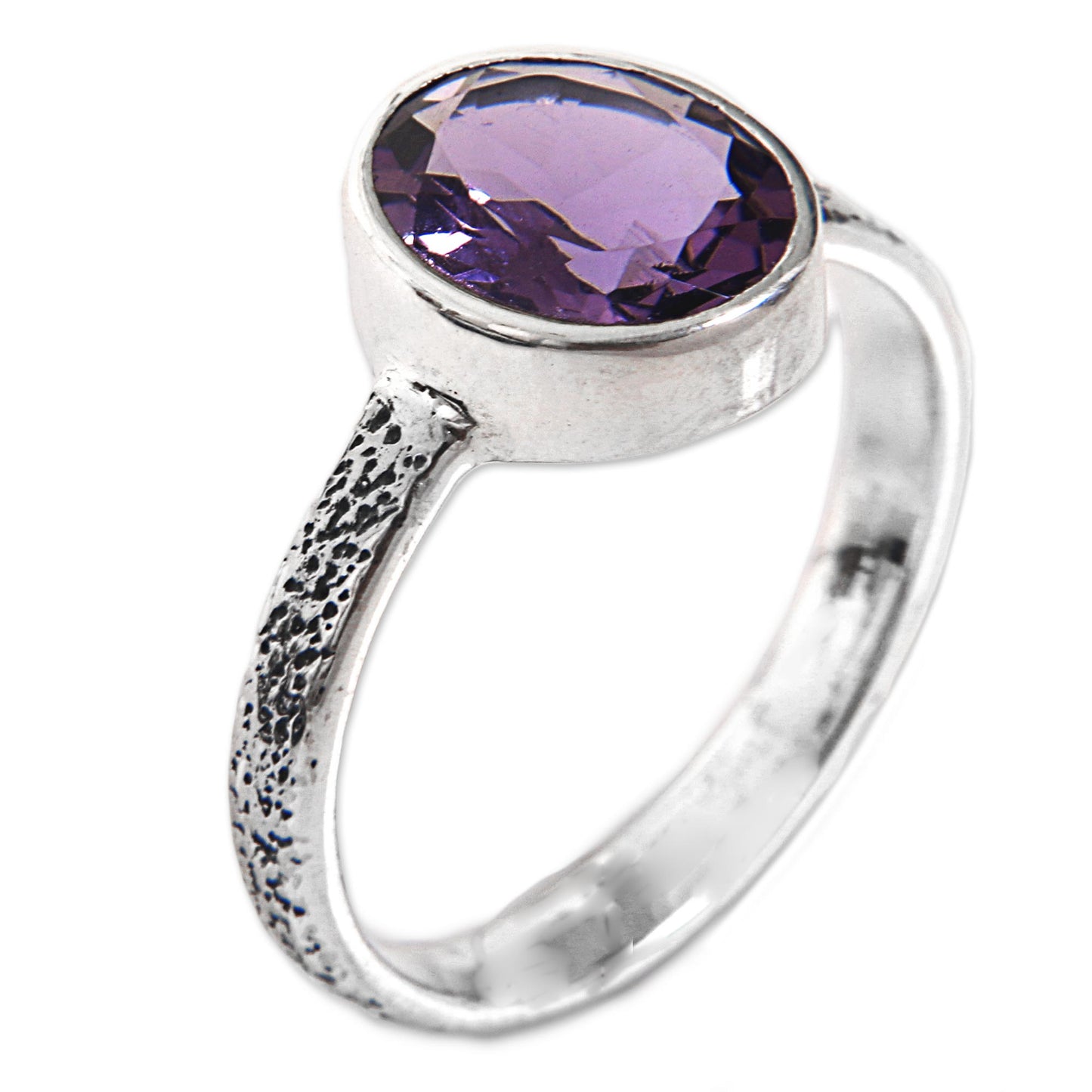 Simply in Purple Hand Made Amethyst and Silver Solitaire Ring from Indonesia