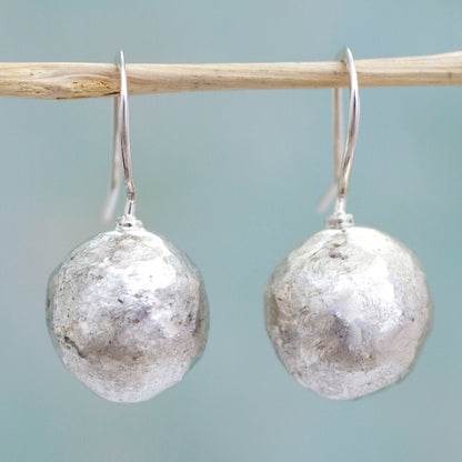 Nature's Treasures Hand Made Sterling Silver Round Drop Earrings from Mexico