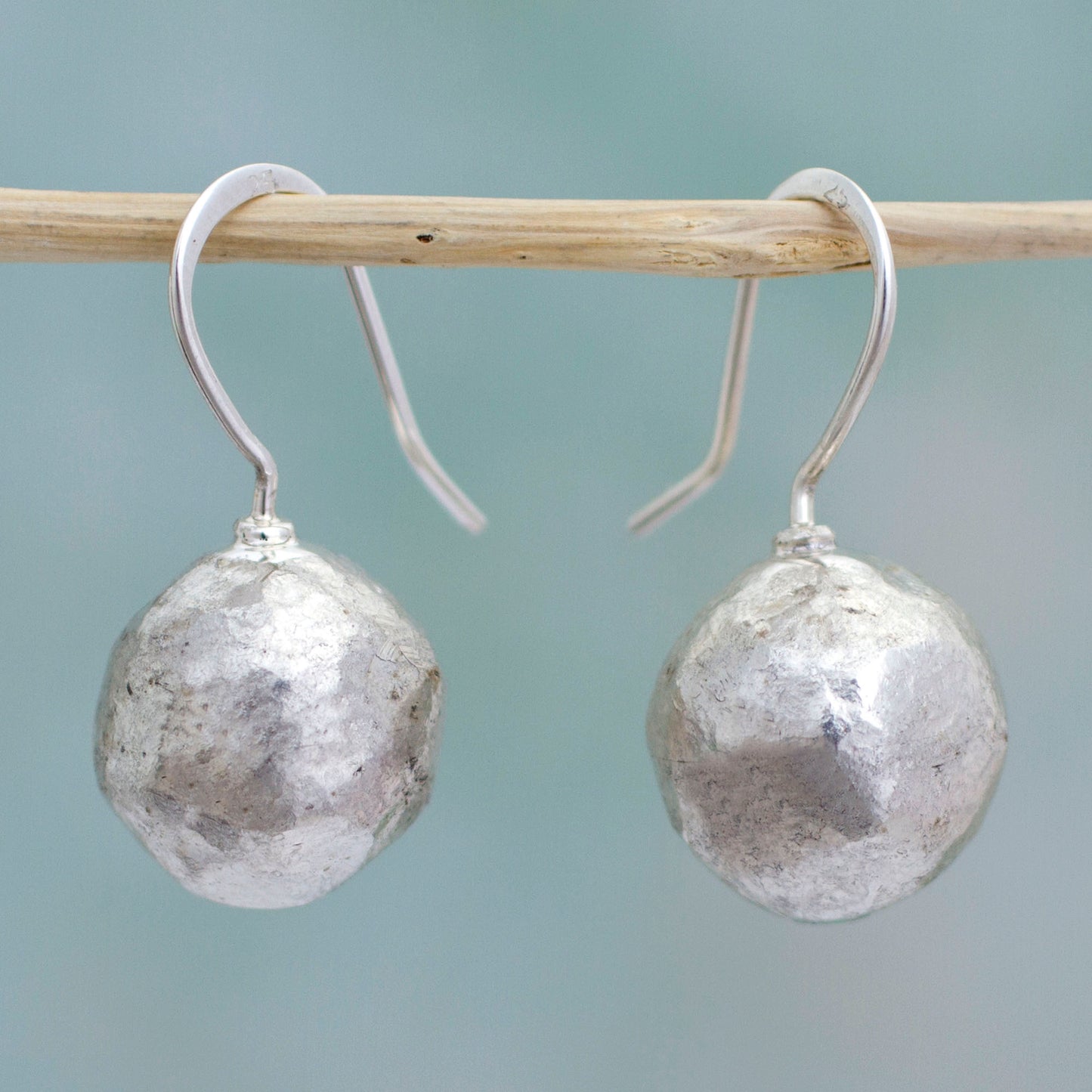 Nature's Treasures Hand Made Sterling Silver Round Drop Earrings from Mexico