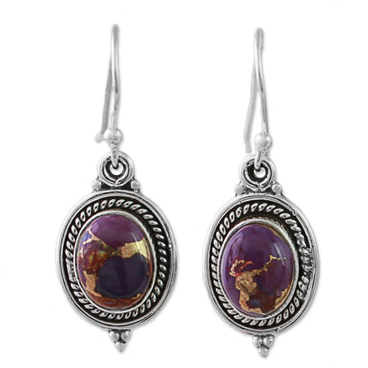 Purple Glory Hand Made Purple Turquoise Dangle Earrings from India