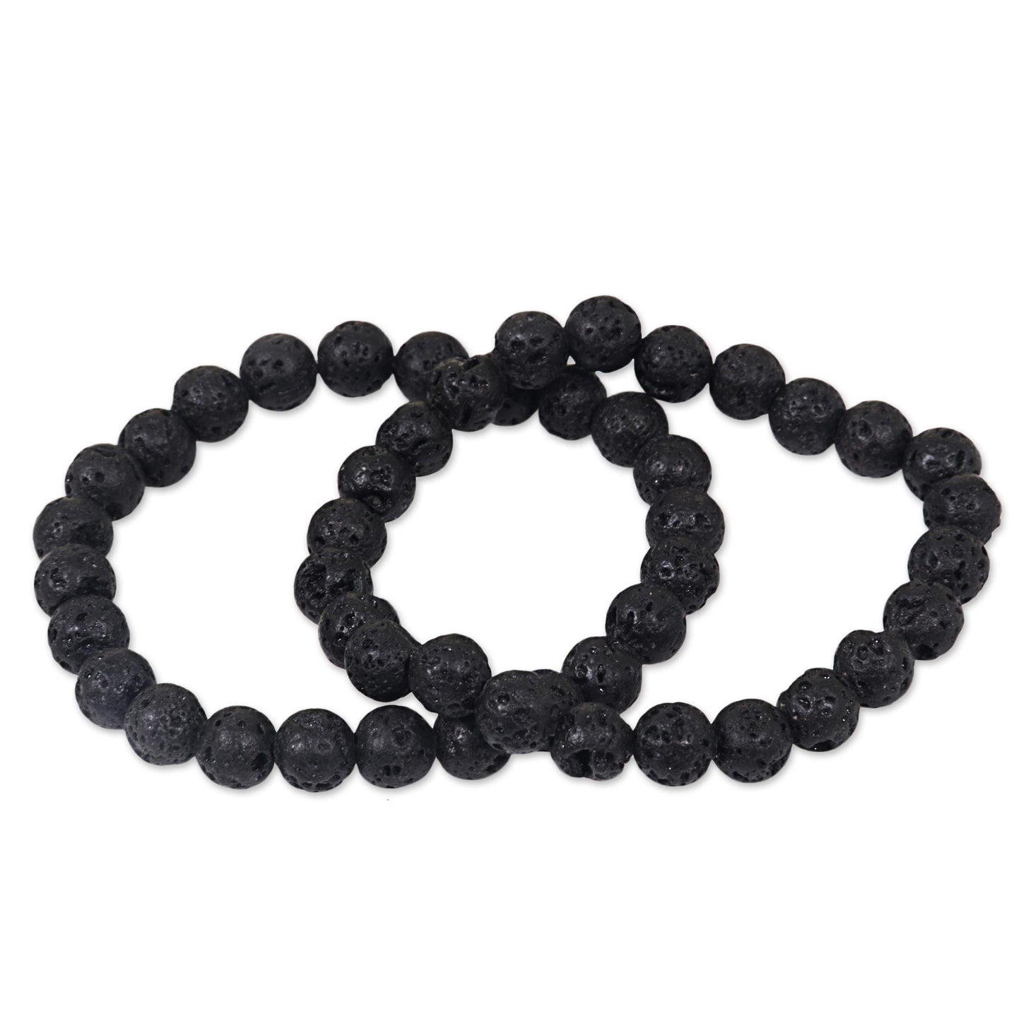 Kintamani Lava Lava Stone Stretch Bracelets (Pair) from Indonesia