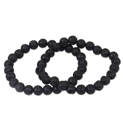 Kintamani Lava Lava Stone Stretch Bracelets (Pair) from Indonesia