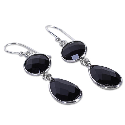 Magical Charm Onyx & Silver Dangle Earrings