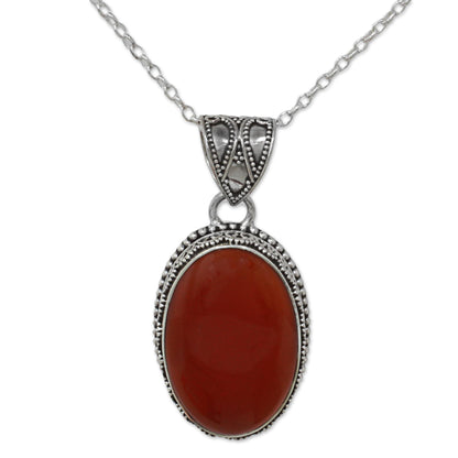 Fiery Glamour Carnelian Silver Pendant Necklace