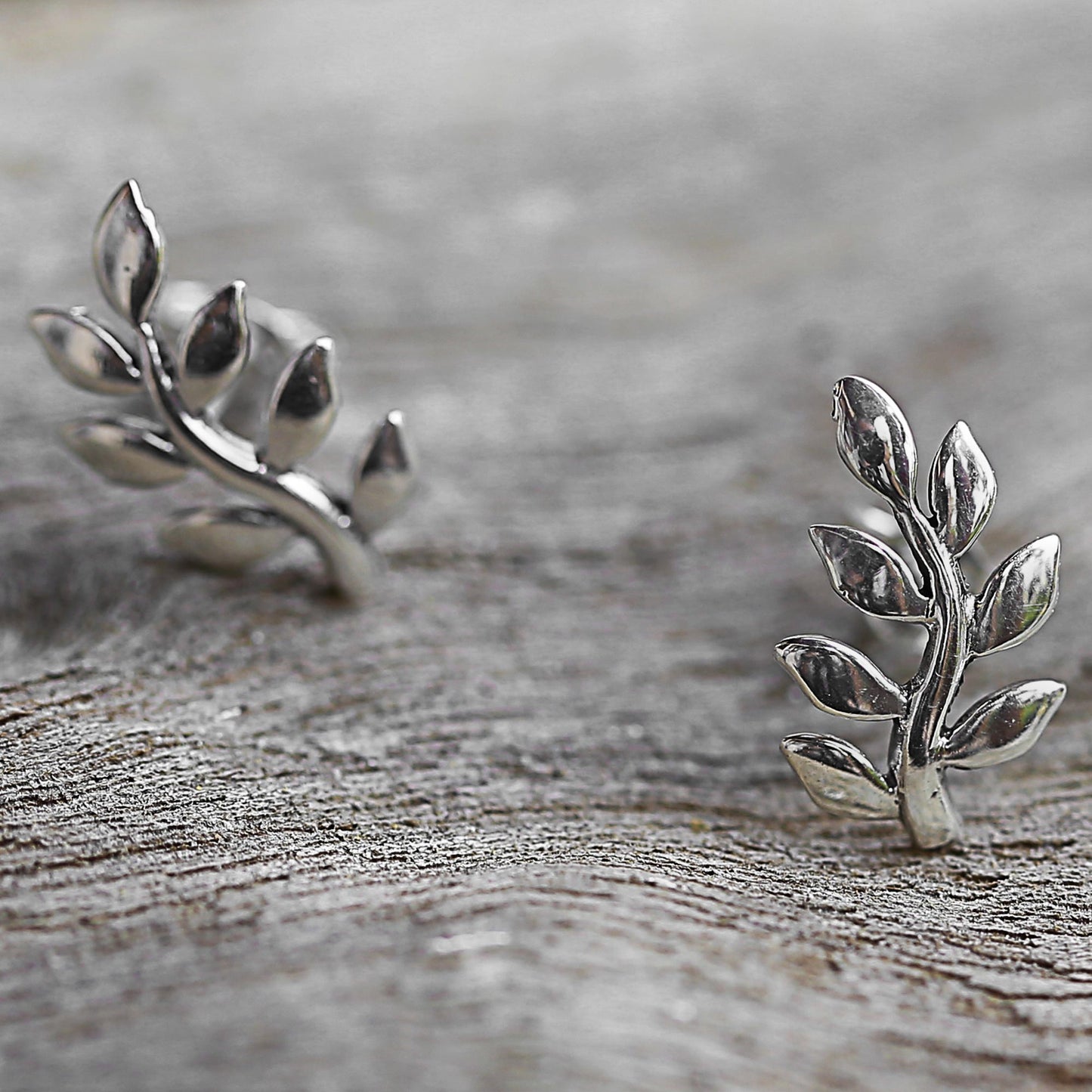 Peaceful Leaves Sterling Silver Button Earrings