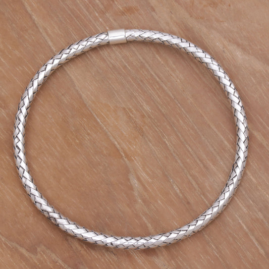 Simple Perfection Handmade Sterling Silver Bangle Bracelet from Indonesia