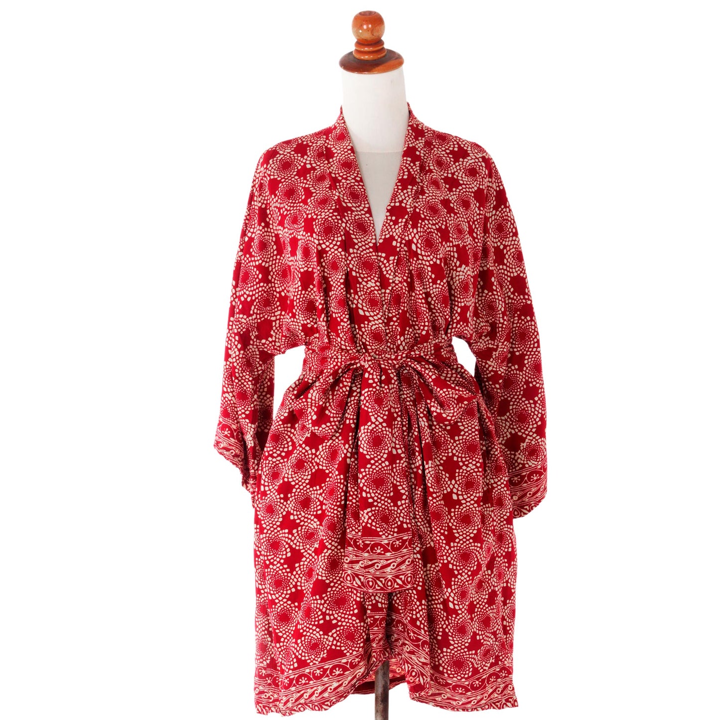 Ruby Red Nebula Balinese Batik Rayon Kimono Jacket