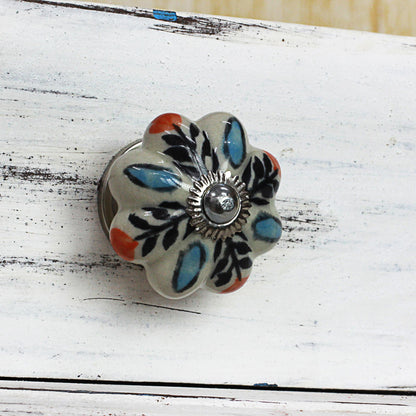 Multicolored Flower Harmony Hand Made Ceramic Cabinet Knobs Floral (Set of 6) India