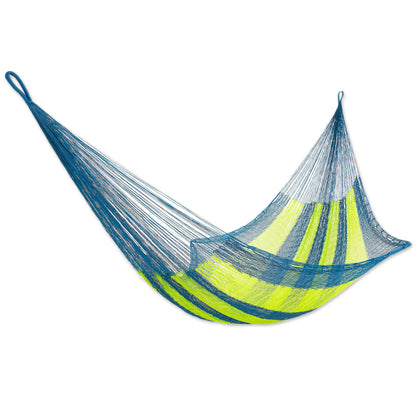 Neptune Hand Made Nylon Single Hammock with S-Hooks from Mexico