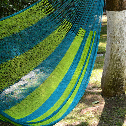 Neptune Hand Made Nylon Single Hammock with S-Hooks from Mexico