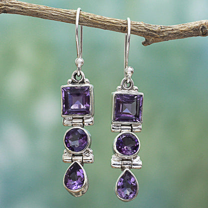 Lavender Glamour Amethyst Dangle Earrings