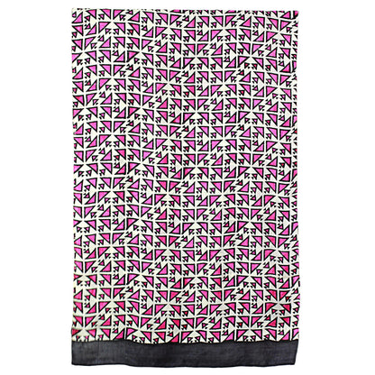 Triangle Attraction in Fuchsia Hand Woven Fuchsia Ivory Geometric Silk Shawl from India