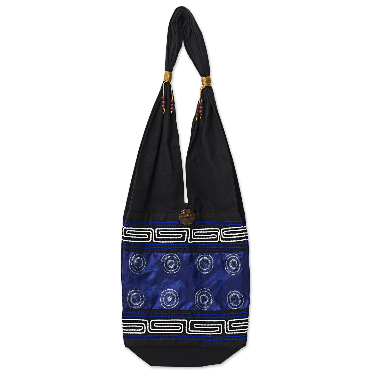 Summer Indigo Cotton Silk Blend Shoulder Bag Indigo Black Thailand