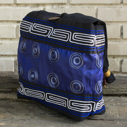 Summer Indigo Cotton Silk Blend Shoulder Bag Indigo Black Thailand