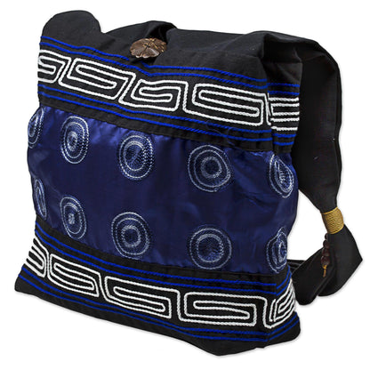 Summer Indigo Cotton Silk Blend Shoulder Bag Indigo Black Thailand