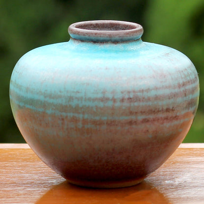 Seaward Sand Round Hand Crafted Watertight Ceramic Bud Vase from Thailand