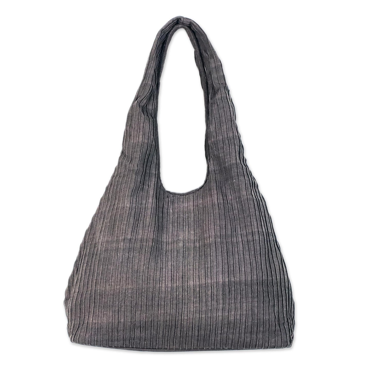 Thai Texture in Grey Cotton Shoulder Bag