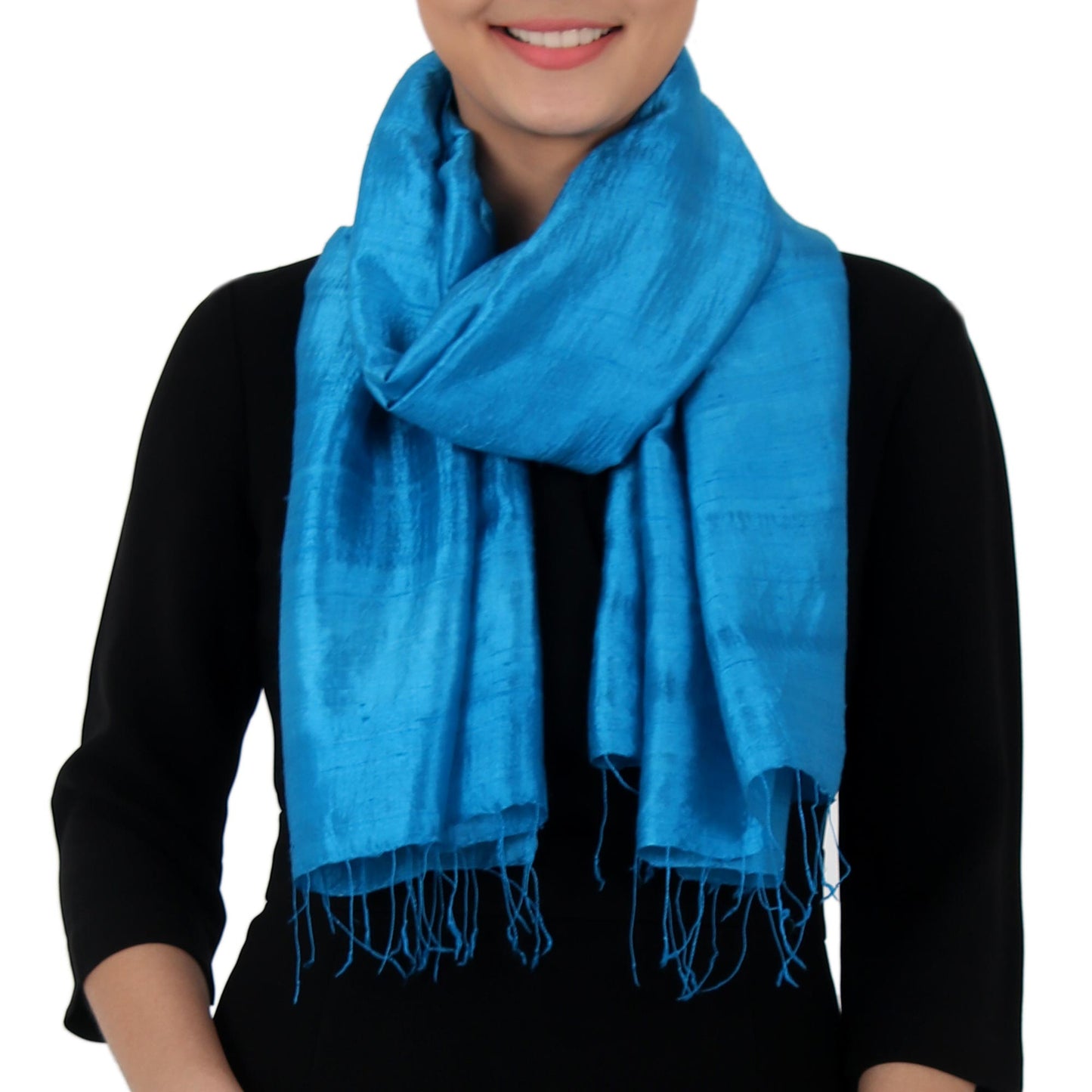 Shimmering Cyan Blue  Silk scarf