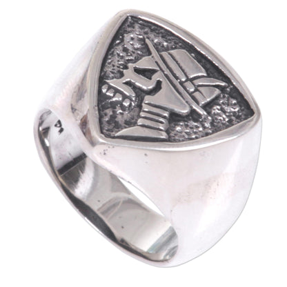 Dapper Skull Silver Signet Ring