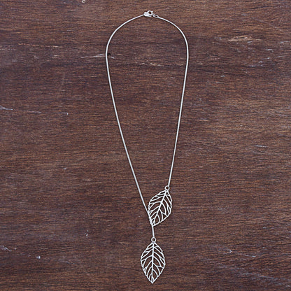 Shining Leaves Sterling Silver Pendant Necklace Leaves from Peru