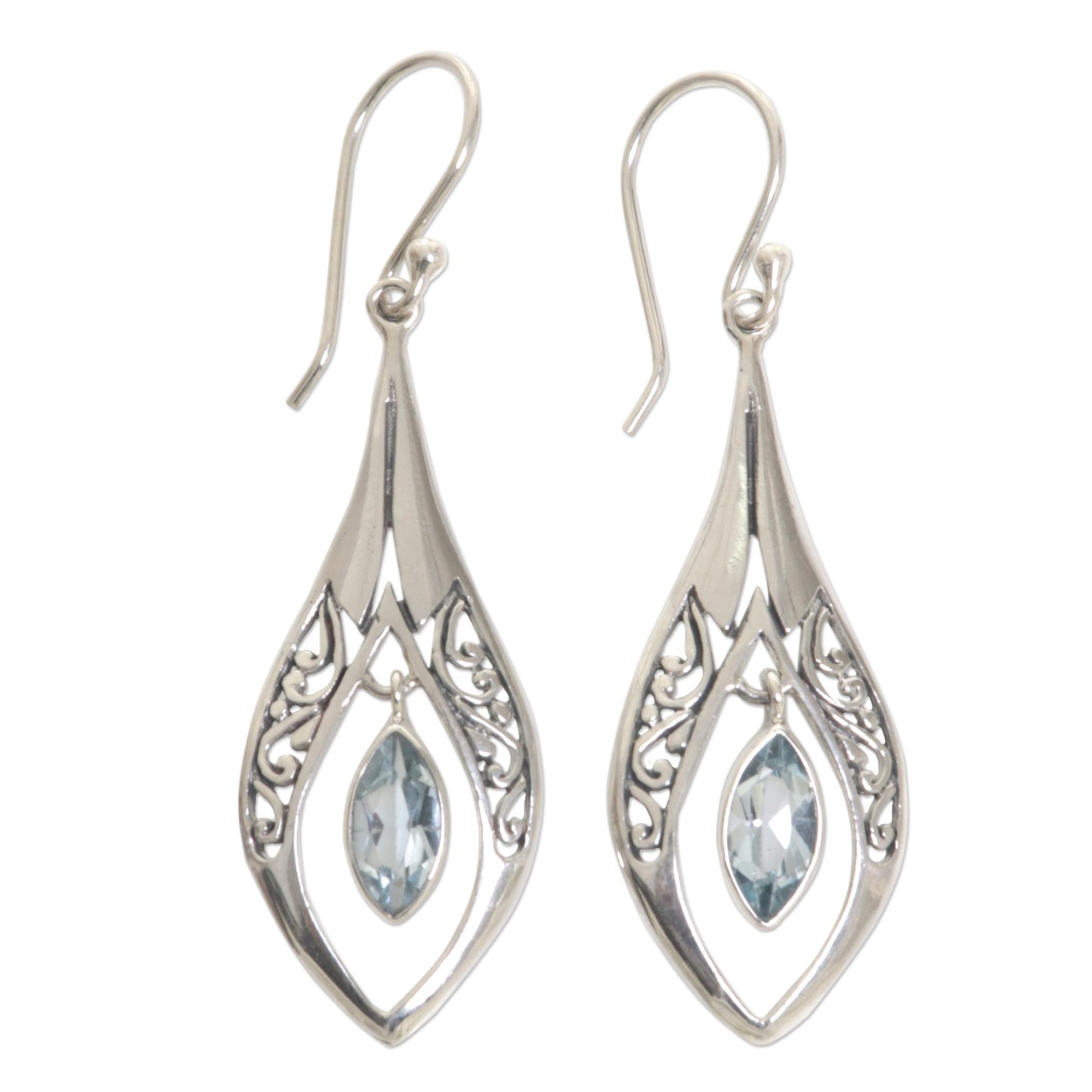 Blue Teardrops Sterling Silver Earrings