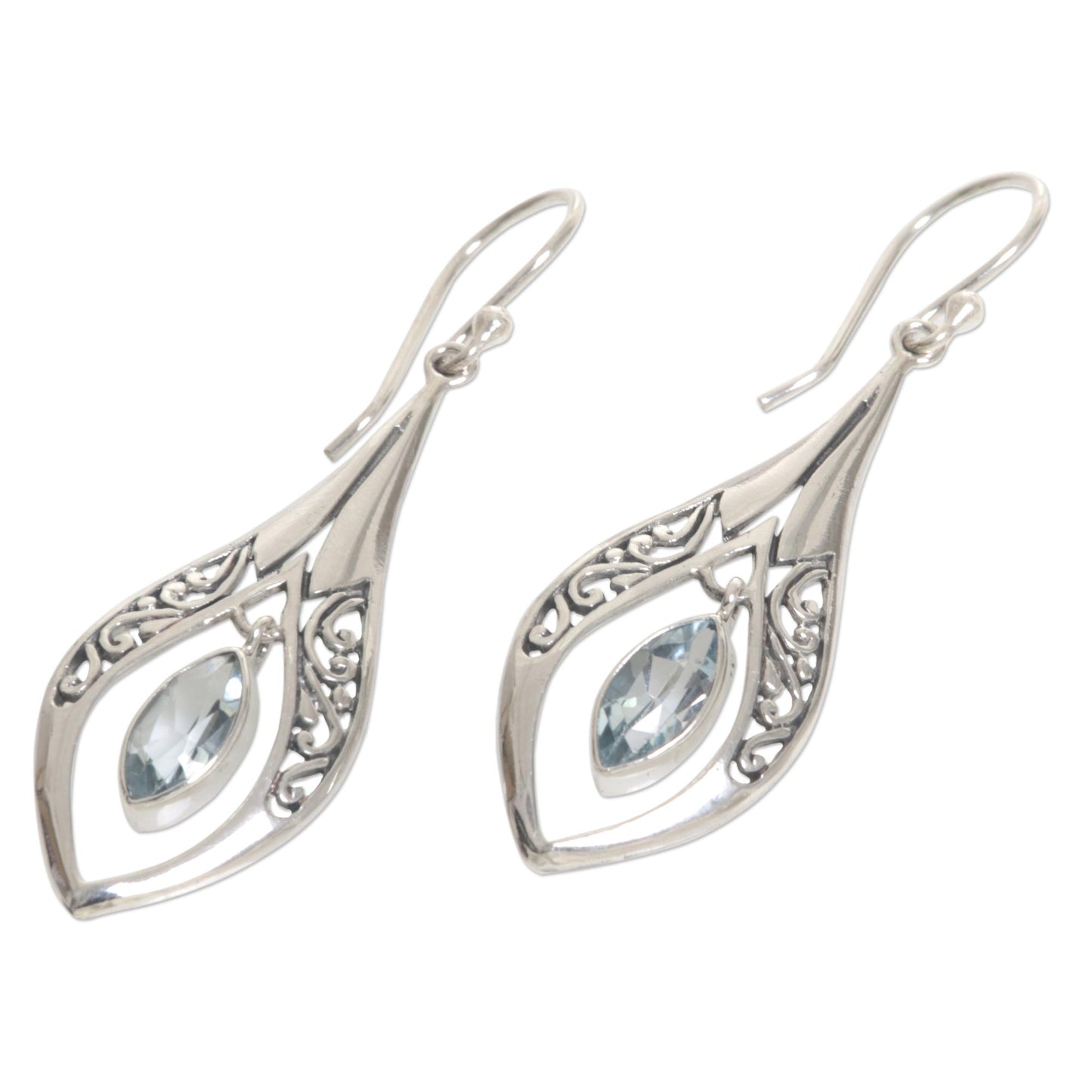 Blue Teardrops Sterling Silver Earrings