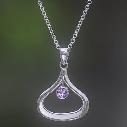 Unbreakable Purple Sterling Silver Amethyst Pendant Necklace from Indonesia