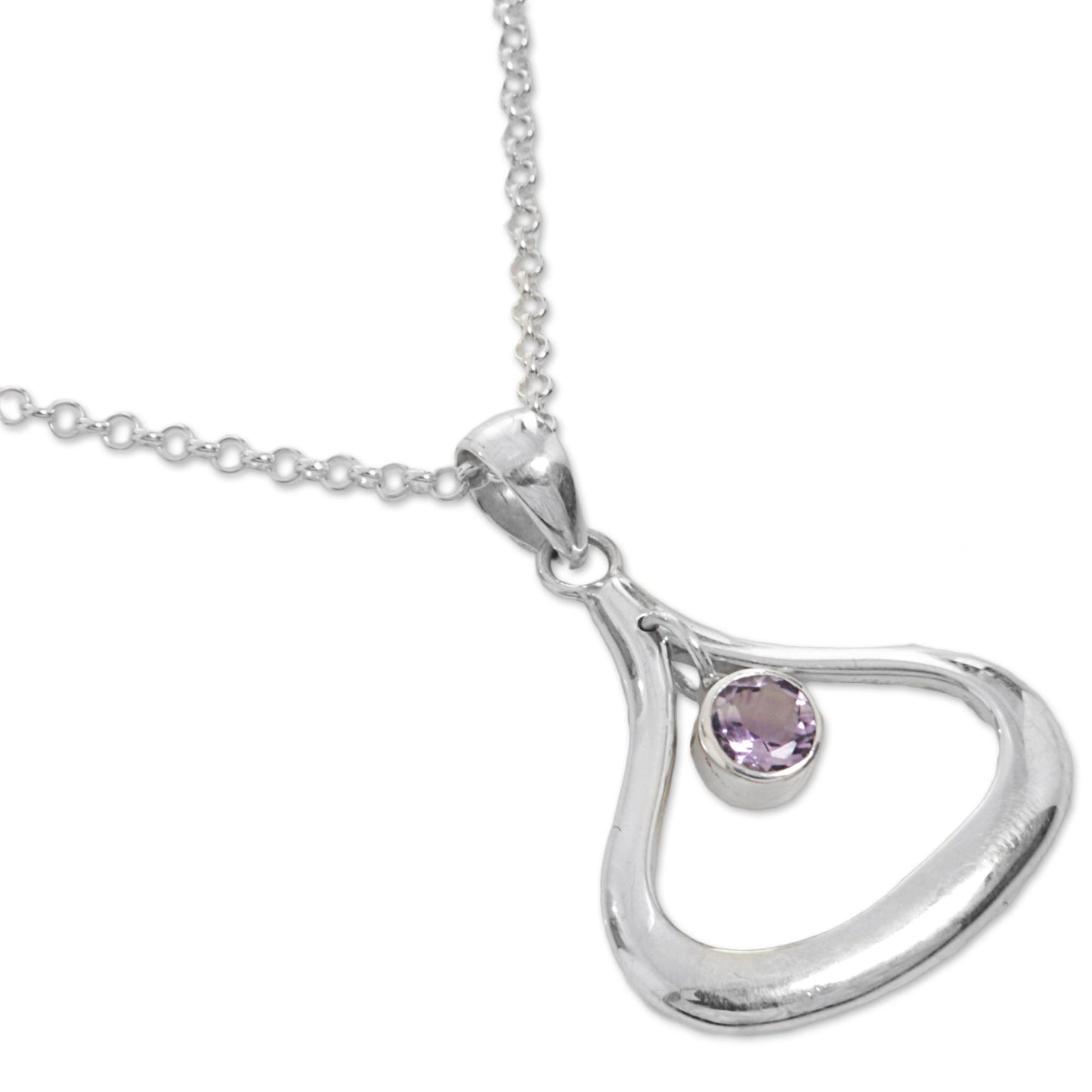 Unbreakable Purple Sterling Silver Amethyst Pendant Necklace from Indonesia