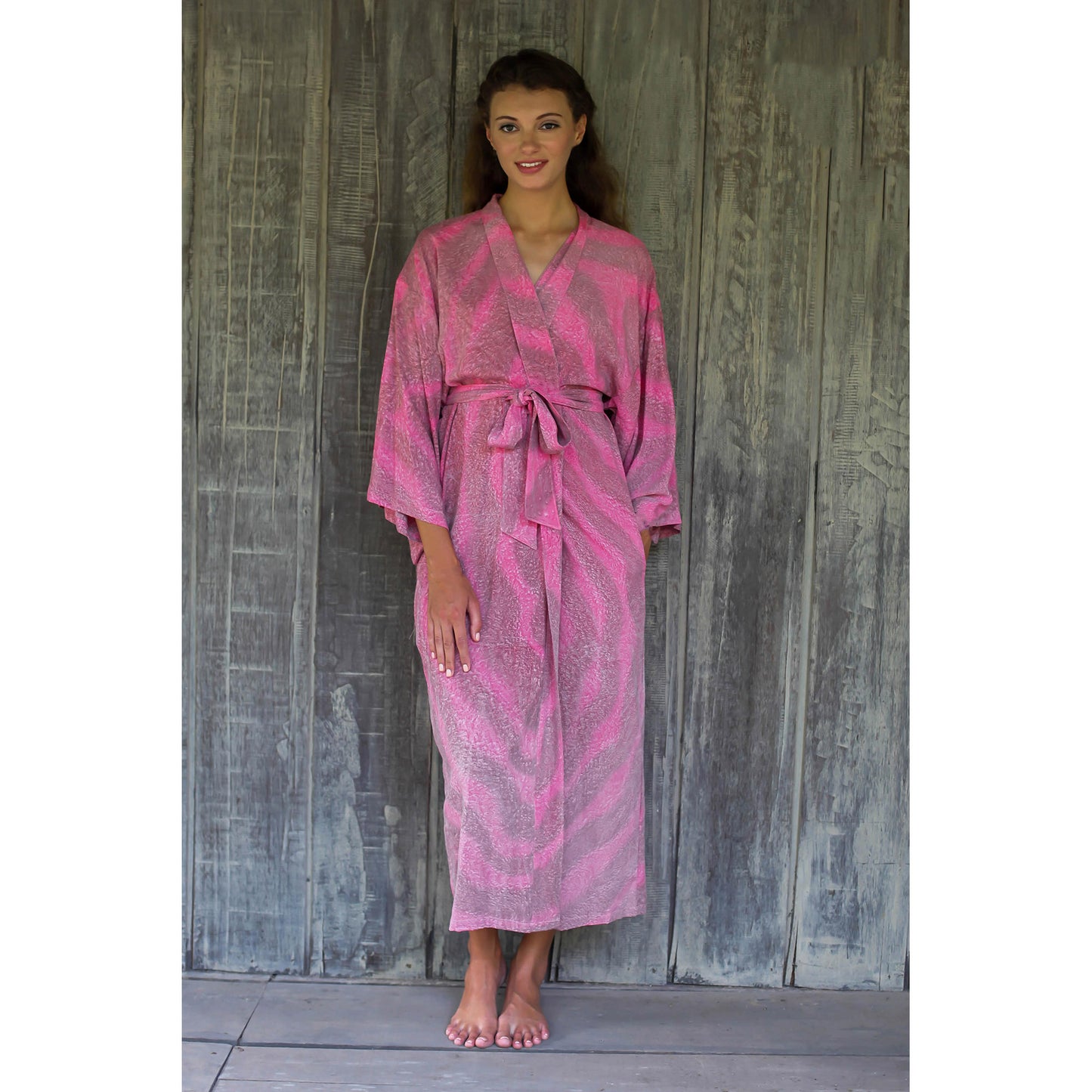 Coral Reef Pink Rayon Robe