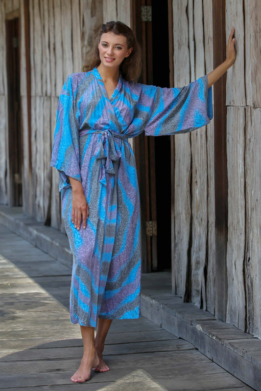 Ocean Reef Women's Blue 100% Rayon Robe from Indonesia